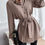 Miniatura: Solid Button Front Belted Shirt,Long Sleeve Tops