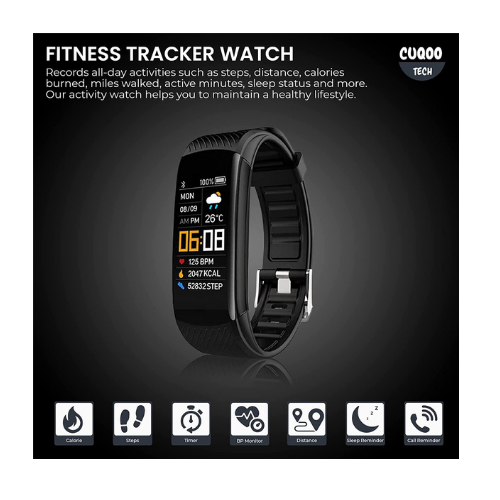 Thumbnail: CUQOO ID152 Premium Fitness Health Monitor - Blood Pressure & Heart Rate Tracker
