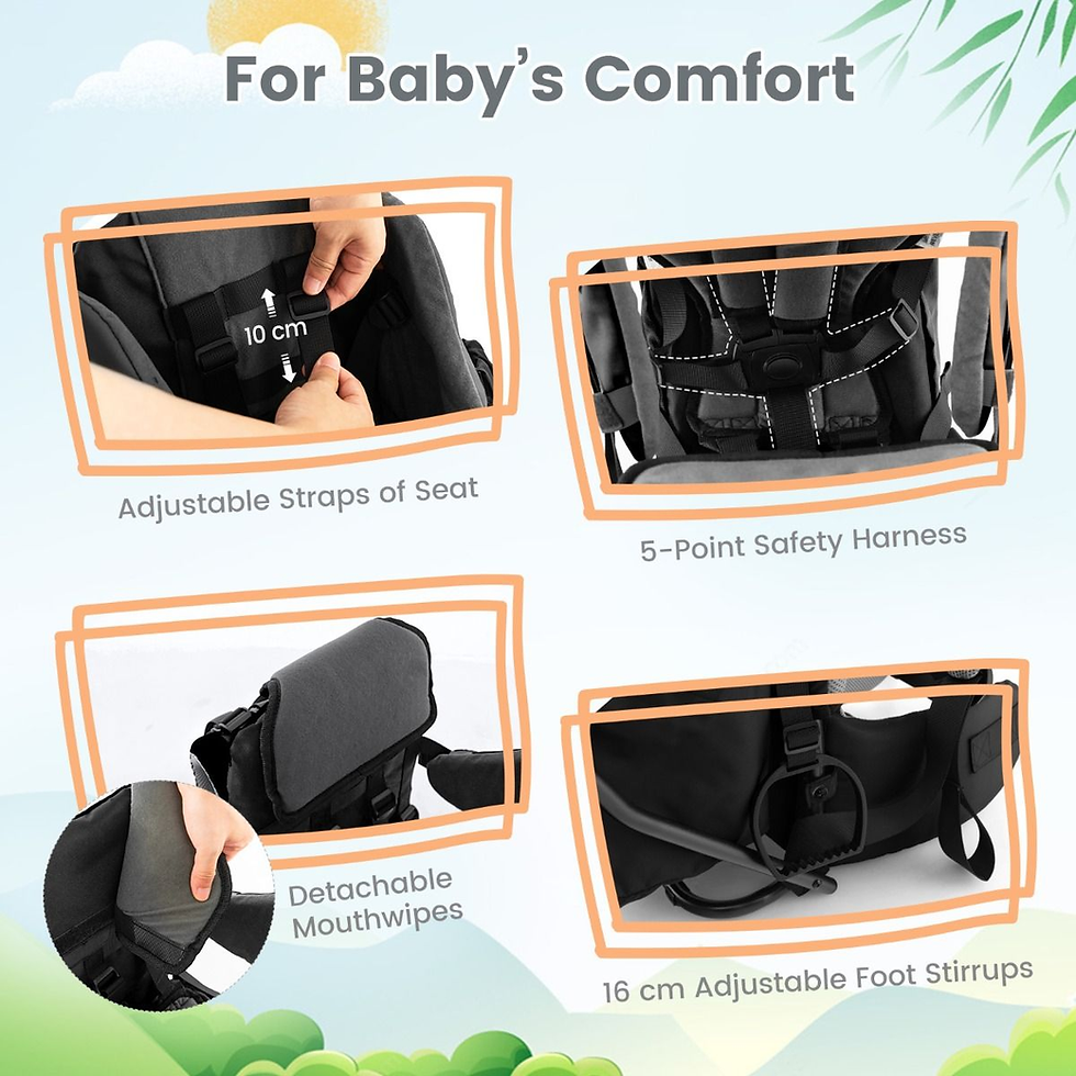 Miniatura: Child Carrier Hiking Backpack with Mouth Wipe Holder, Removable Canopy & Storage