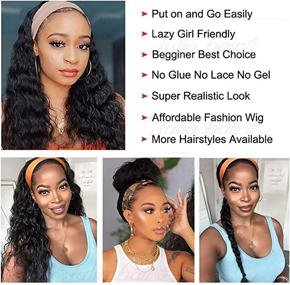 Thumbnail: Headband Human Hair Wig Curly - Brazilian Hair .