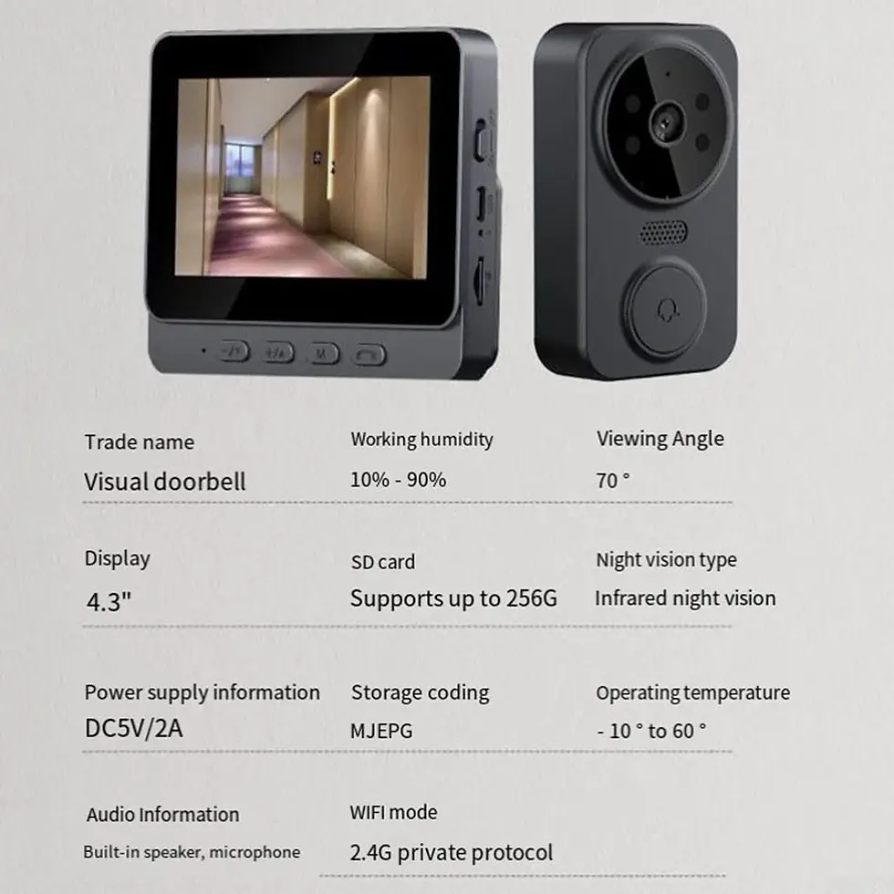 Miniatura: Doorbell Secure Wireless Monitor – 4.3″ IPS Screen & Night Vision