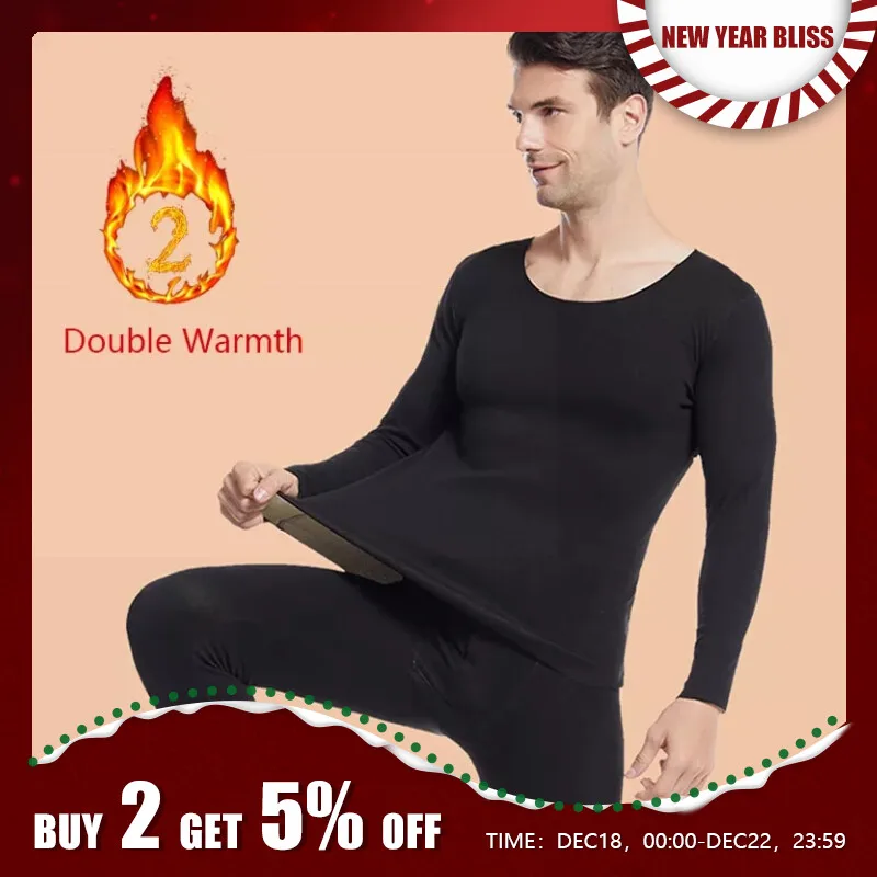 Miniatura: Man Winter Thermal Underwear Set Face Sanding Double Warmth Slim Body and High E