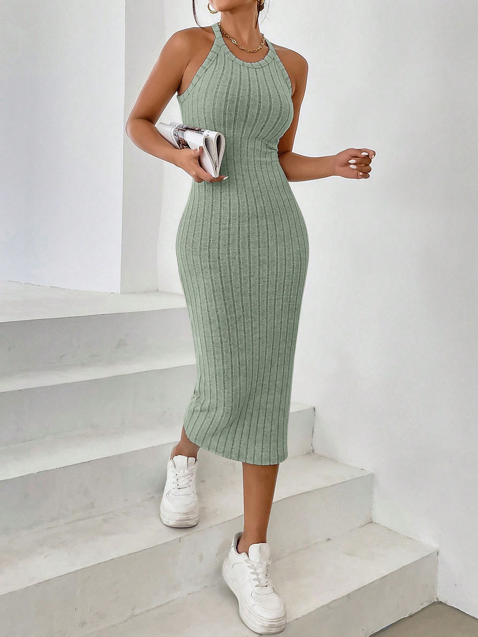 Miniatura: Essnce Ladies' Halter Neck Tank Ribbed Dress