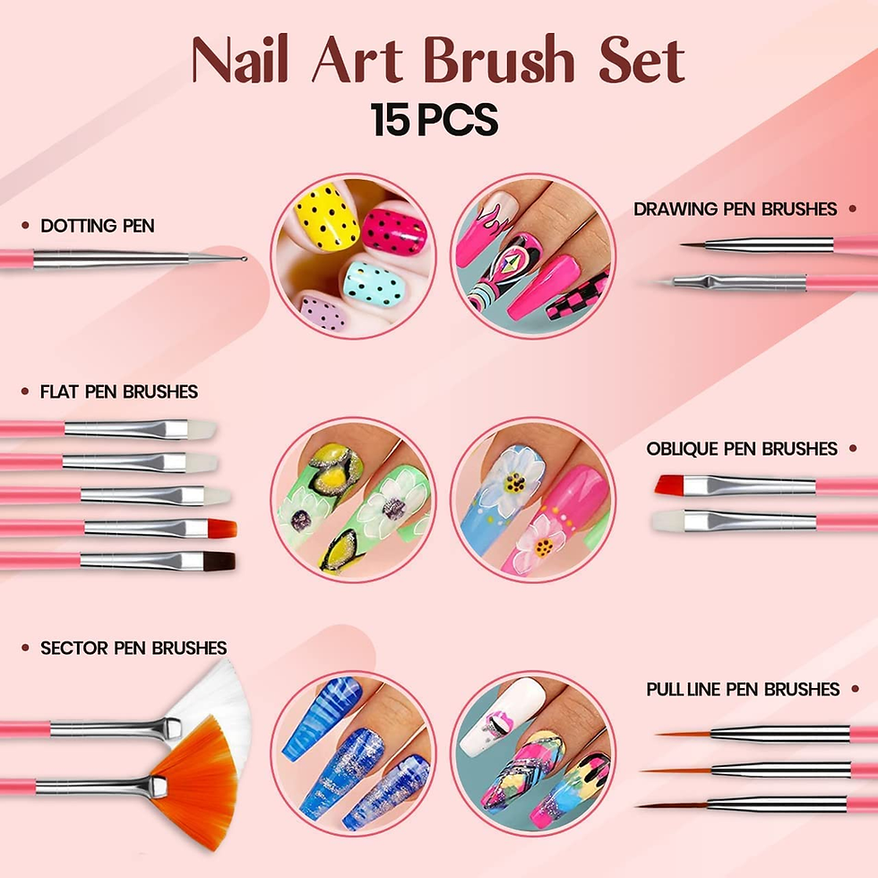 Miniatura: Beginners Nail Art Kit Accessories – 15Pcs Set with Nail Art Brushes, and Tools