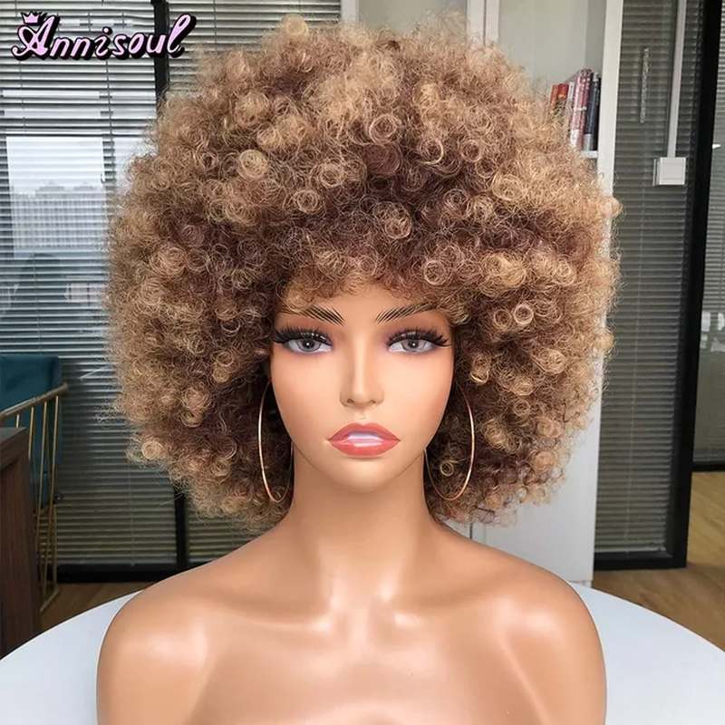 Miniatura: Short Synthetic Afro Wigs for Black Women African Black Pink Fluffy Soft Cosplay