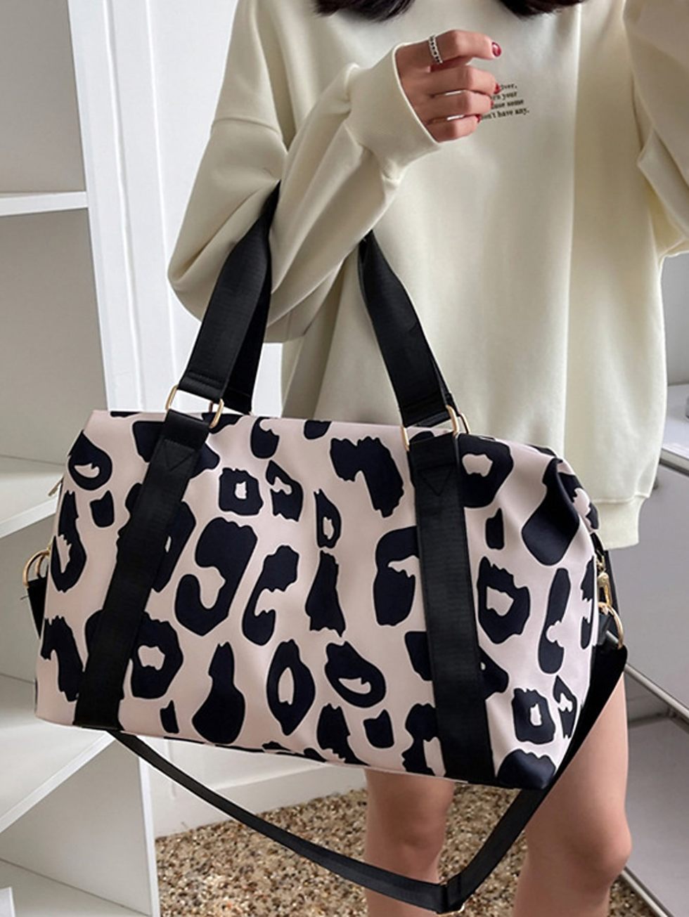Miniatura: Leopard Print Nylon Gym Bag