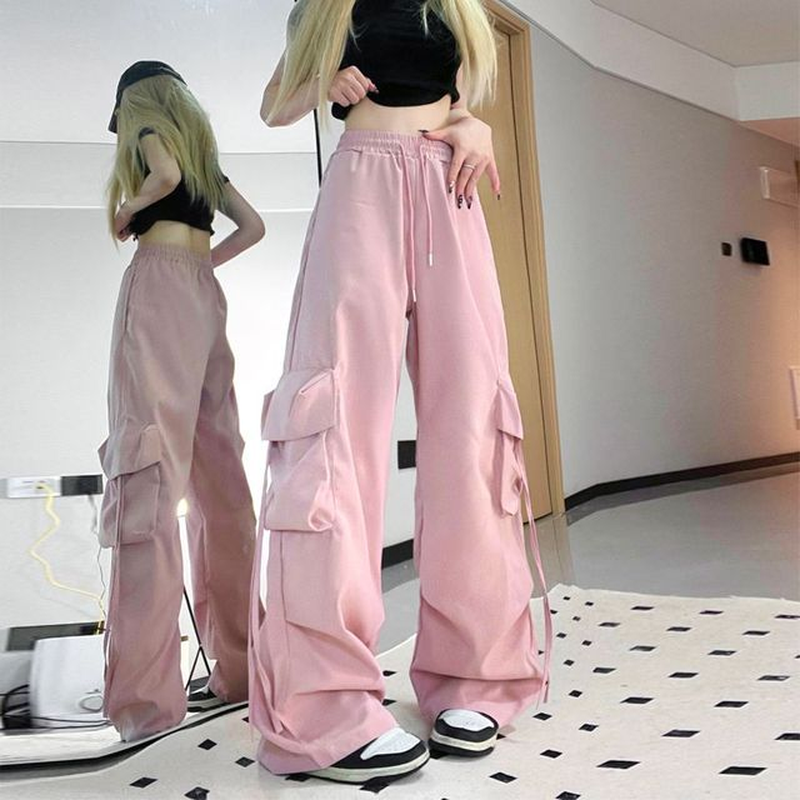Miniatura: HOUZHOU Harajuku Oversized Cargo Parachute Pants Women Streetwear Vintage Y2K Hi