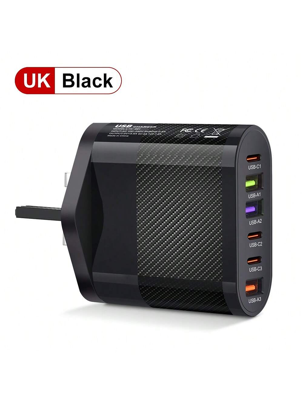 Thumbnail: 1 PC White EU Plug Charger 65W PD USB Charger 6 Ports USB Type C Charger Quick C
