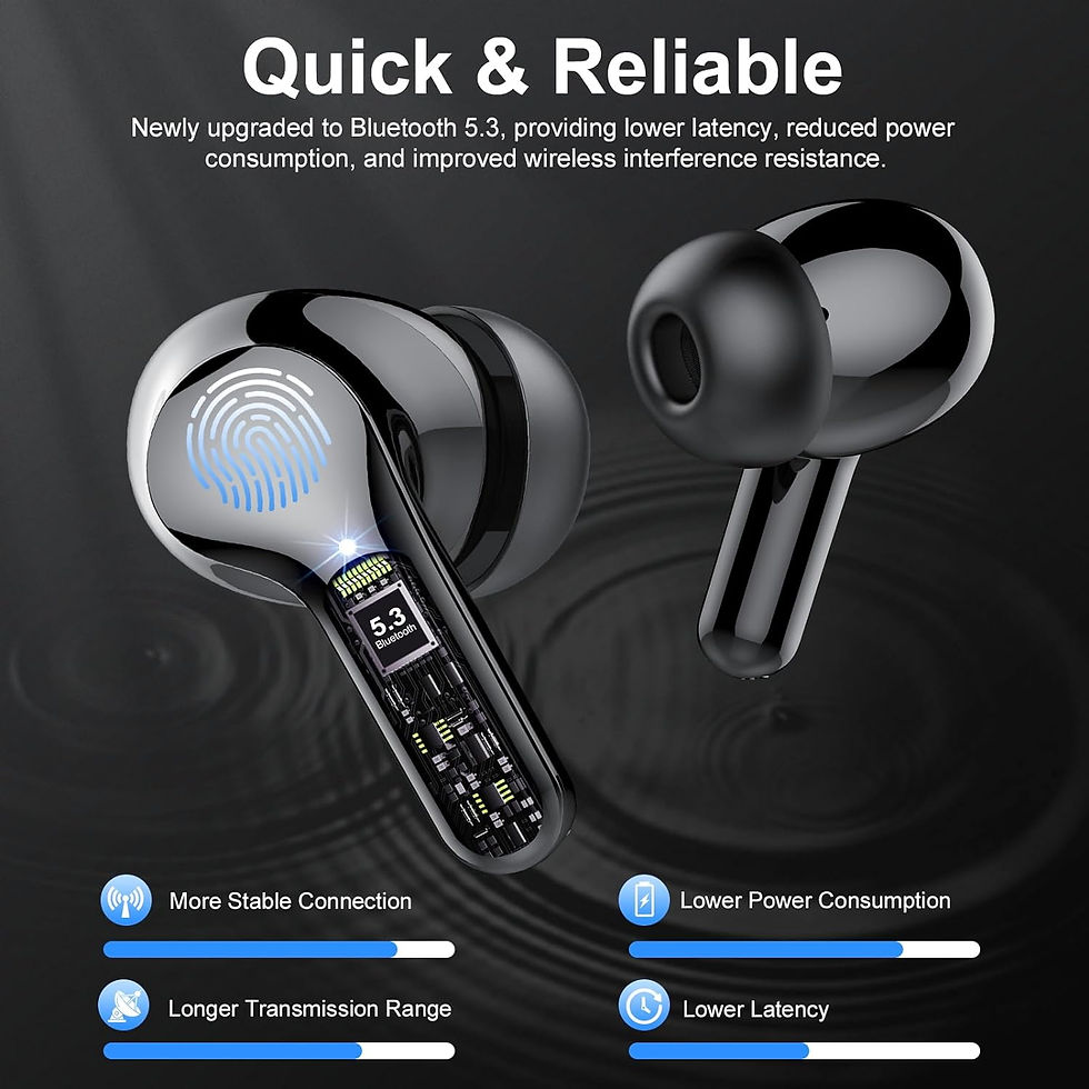 Thumbnail: Wireless Earbuds, Bluetooth 5.3 Headphones with 4 ENC Noise Cancelling Mic, Blue
