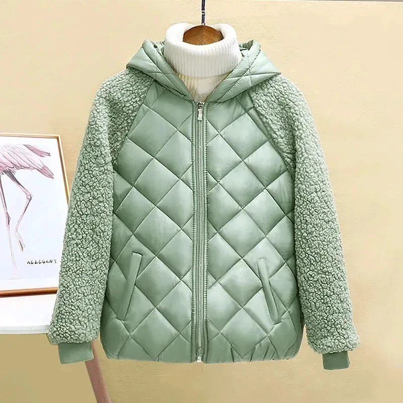 Miniature : Women's Hooded Thin Light down Cotton Jacket.