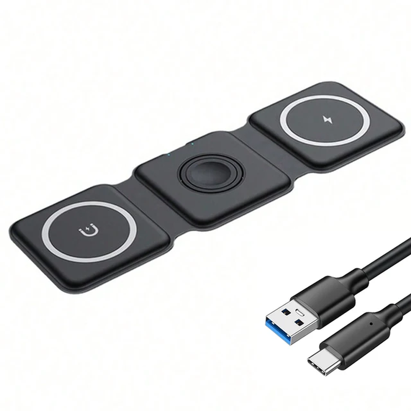 100W 3 in 1 Wireless Charger Pad Stand Magnetic Fast Charging Dock Station for I