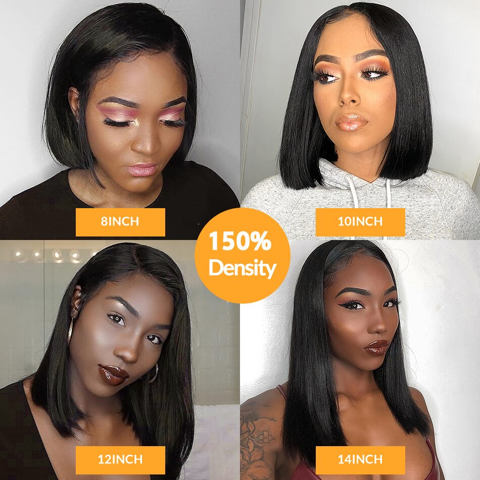 Miniature : Brazilian 13*4 Lace Front Wig Short Human Hair and 4*4 Lace Short Bob Wigs
