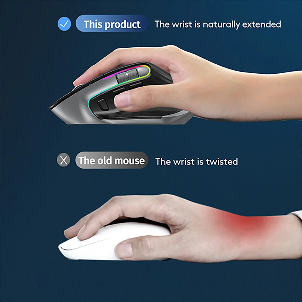 Miniatura: Rechargeable RGB LED Gaming Mouse with Bluetooth and 2.4G Wireless Connectivity