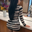 Miniatura: Knit StripedDress Women Autumn Sexy Ripped Long Sleeve O-Neck Sweater Dress