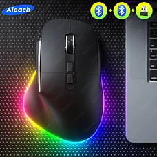Multi-Device Rechargeable Wireless Mouse: USB & Bluetooth Connectivity, Backlit