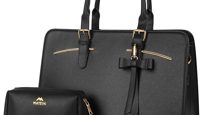 Ladies Laptop Bags for Women Stylish, Leather Laptop Handbag with Laptop Compart