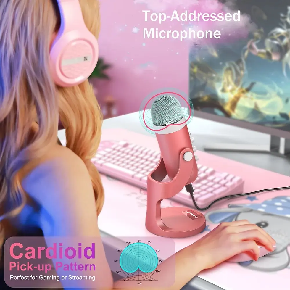Miniature : USB Microphone Condenser for PC Mac Computer - Pink .