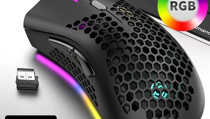 BM600 Rechargeable Gaming Mouse USB 2.4G Wireless RGB Light Honeycomb Gaming Mou