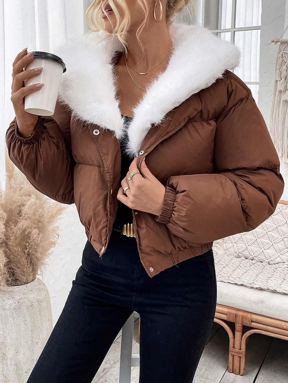 Miniature : Borg Collar Drop Shoulder Puffer Coat