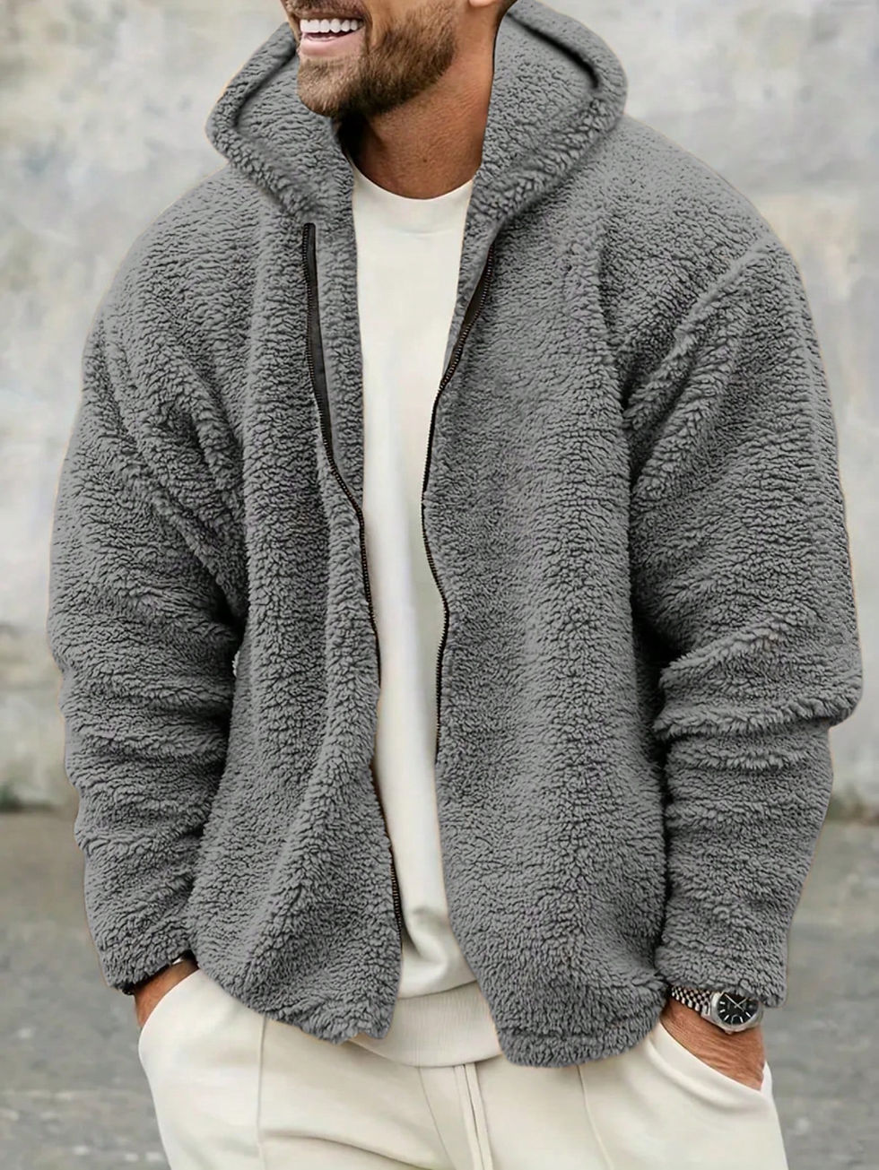 Miniatura: Men's Casual Double-Sided Plush Warm Jacket – Autumn/Winter Thick Wool Coat