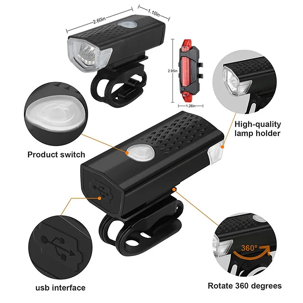 Miniatura: Rechargeable Bike Light Set Front Light with Taillight
