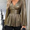Thumbnail: Women's Metallic Fabric Elegant Shirred Shirred Waist Flounce Hem Lo