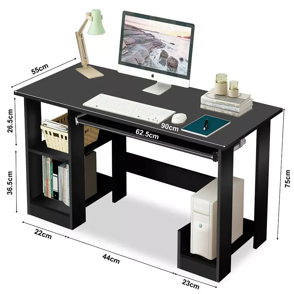 Thumbnail: Premium Wooden Computer Desk with Storage Shelves – Durable & Stylish Workstation for Home & Office