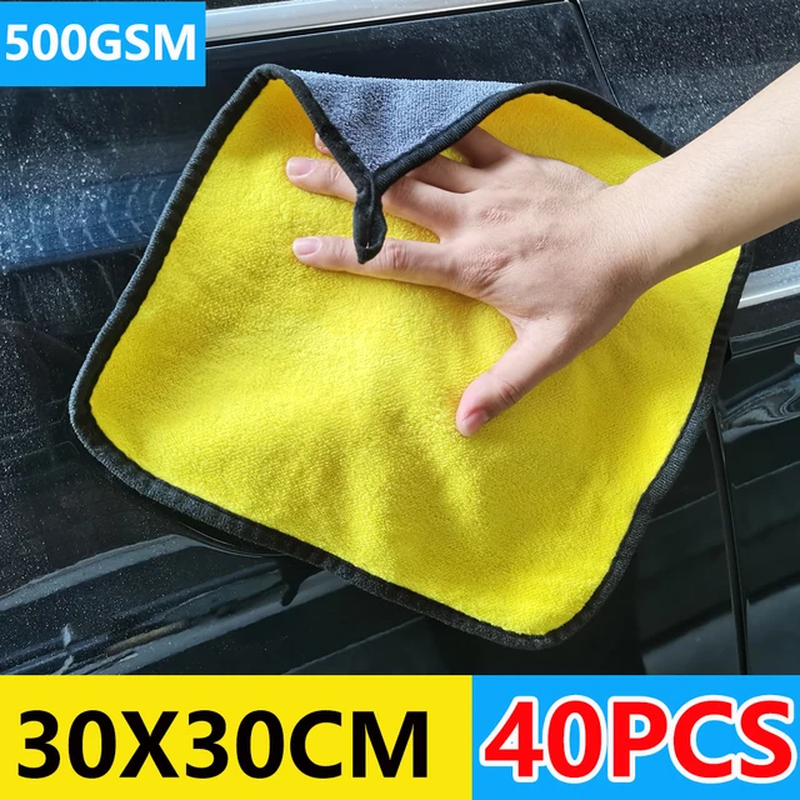 Miniatura: 3/10/40Pcs Microfiber Car Cleaning Towel Thicken Soft Drying Cloth Car Body Wash