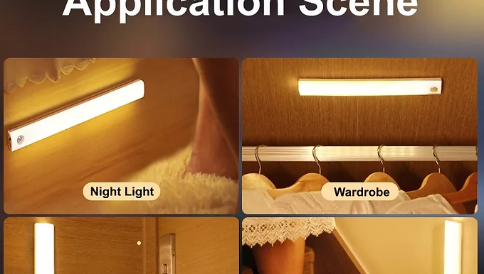 PIR Motion Sensor LED Cabinet Light USB Rechargeable Induction Night Light.