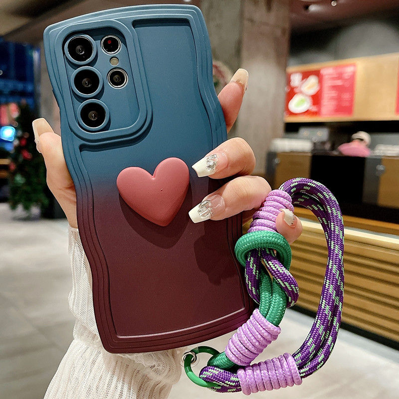 Miniatura: Love Heart Gradient Wrist Strap Phone Case For Samsung Galaxy