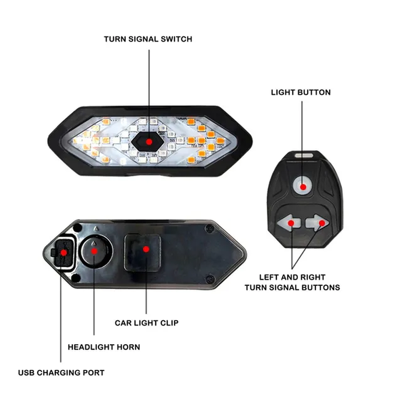 Miniatura: Bike Turn Signal Rear Light Remote Bicycle Lights LED USB Rechargeable.