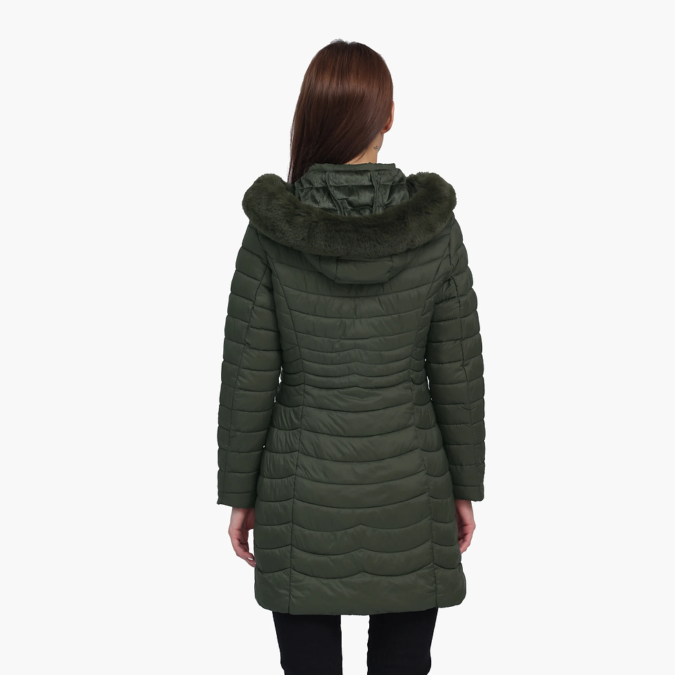 Miniature : Women Winter Long Parka with Fluffy Fur Hood PufferJacket