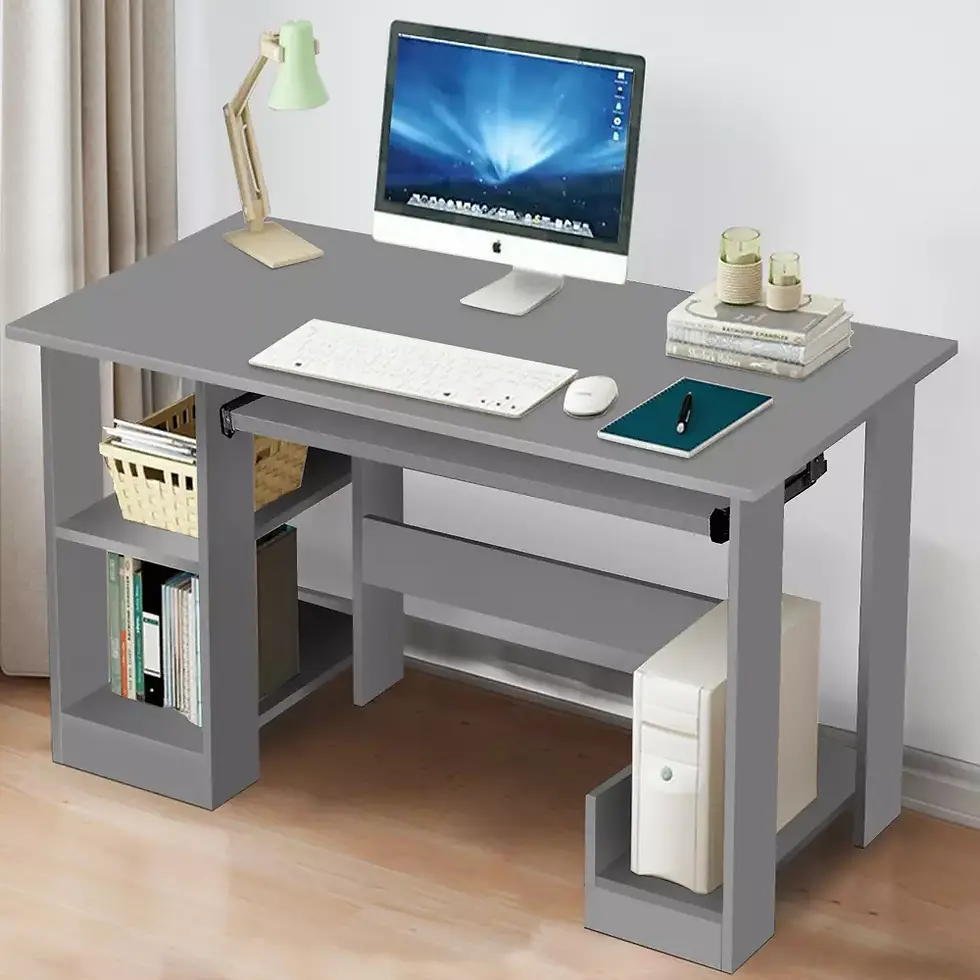Thumbnail: Premium Wooden Computer Desk with Storage Shelves – Durable & Stylish Workstation for Home & Office