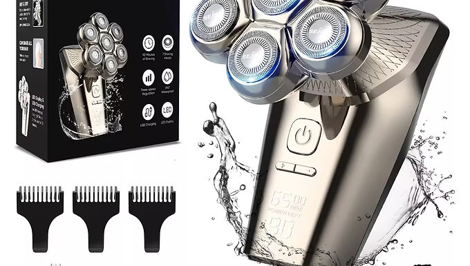 5-in-1 Electric Head Shaver for Men – Bald Head Grooming Kit Waterproof 7 Heads