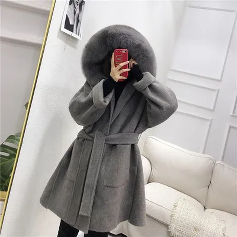Miniature : 2023 Fox Fur Oversize Winter Jacket: Women's Outerwear