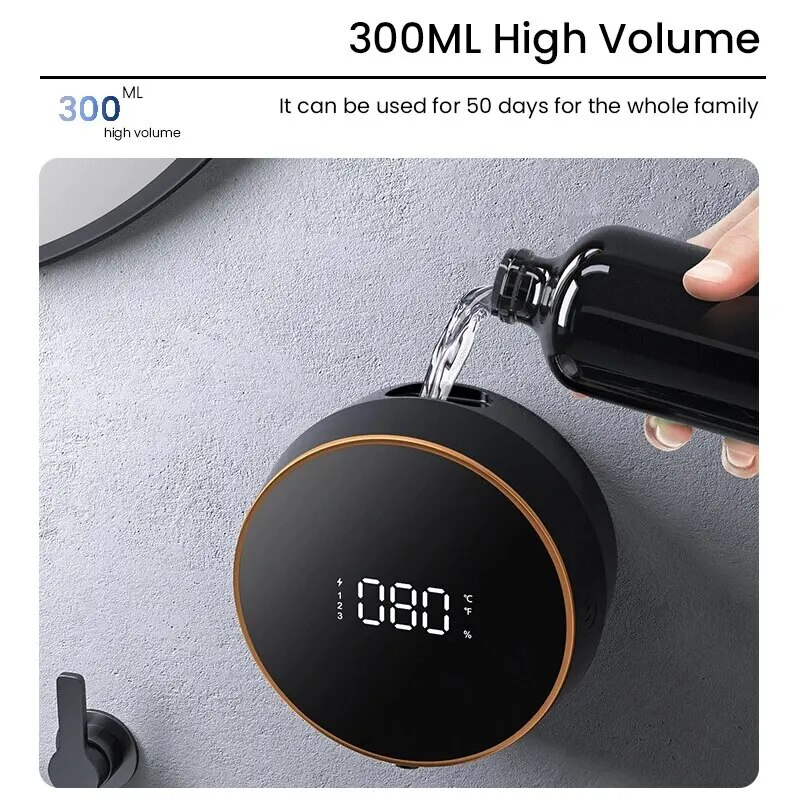 Miniature : Wall Mount Automatic Foam Soap Dispensers LED Temperature Display Electric Touch