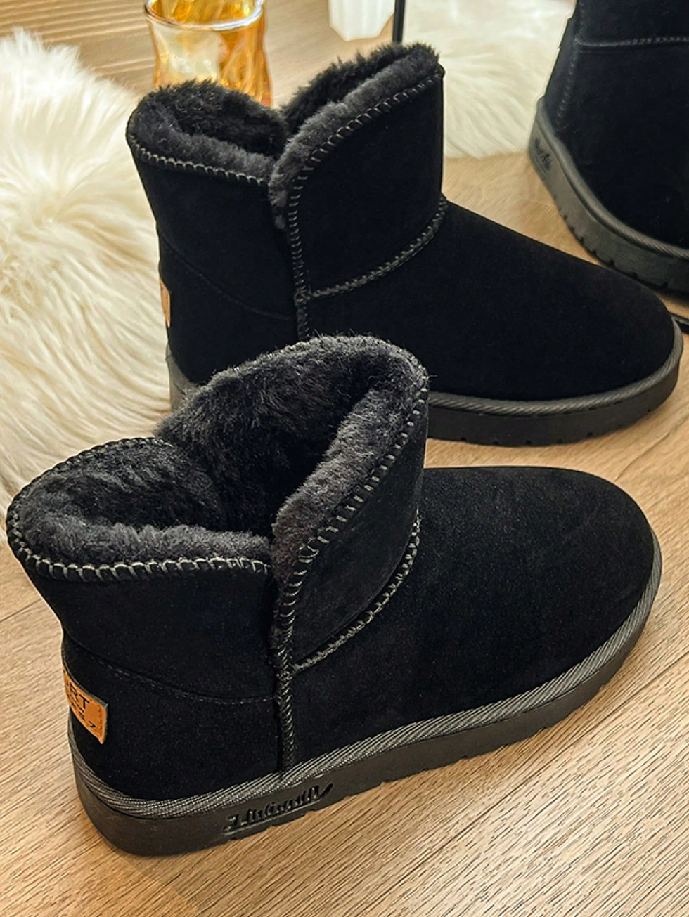 Thumbnail: Black Fur Lined Ugg Boots Warm Winter Fleece Boots For Women