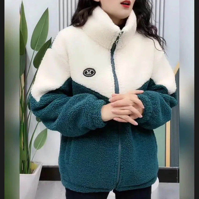 Miniatura: Women Jacket Lamb Fleece Overcoat by CHAMSGEND