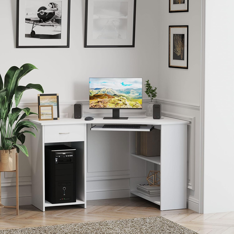 Miniatura: L-Shaped Corner Computer Desk W/ 2 Shelves Wide Worktop Keyboard Tray Drawer & C