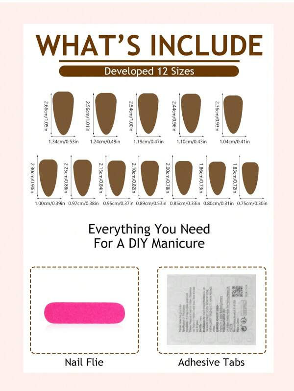 Miniatura: 24PCS Almond Press-On Nails – Multicolor Glossy False Nails with Geometric & Plant Pattern | Simple, Elegant Color Nail Set