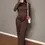 Miniature : Women's 2-Piece Lounge Set – Long Sleeve Fitted Top & High-Waisted