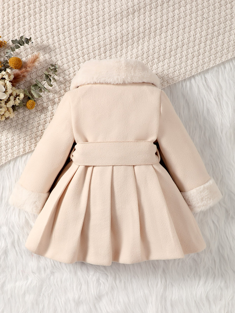 Miniature : Borg Collar Belted Coat for Babies