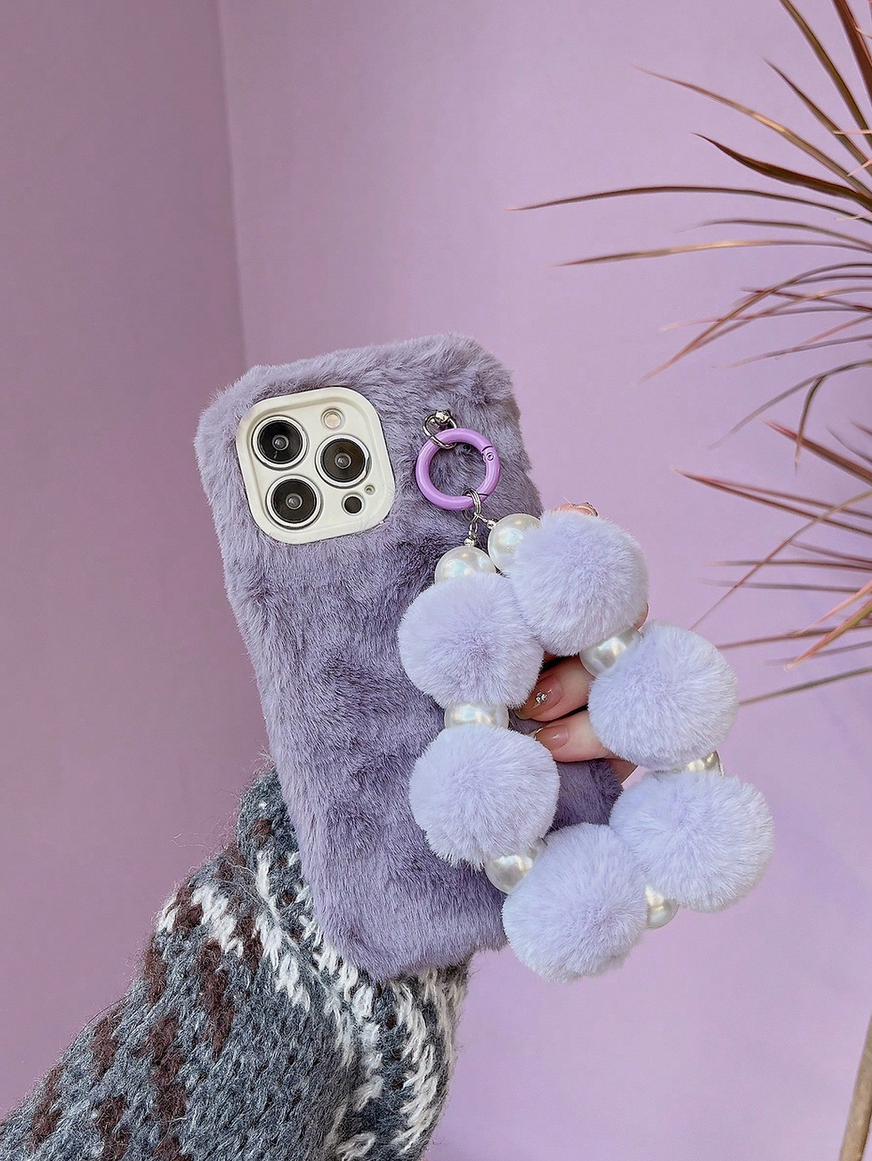 Miniatura: Luxurious Plush Fluffy Phone Case with Detachable Lanyard