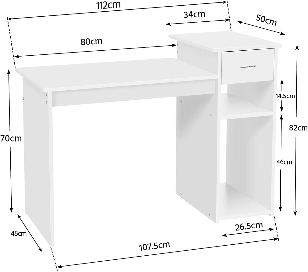 Thumbnail: Small White Computer Desk, Compact Study PC Laptop Table Workstation with Drawer
