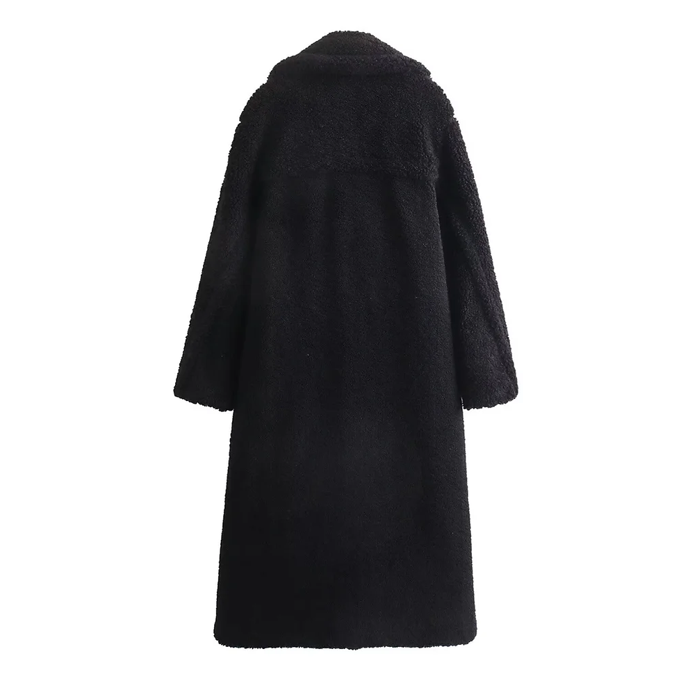 Miniature : Women's Winter Coat - Full Length Double Breasted Plush Teddy Coat