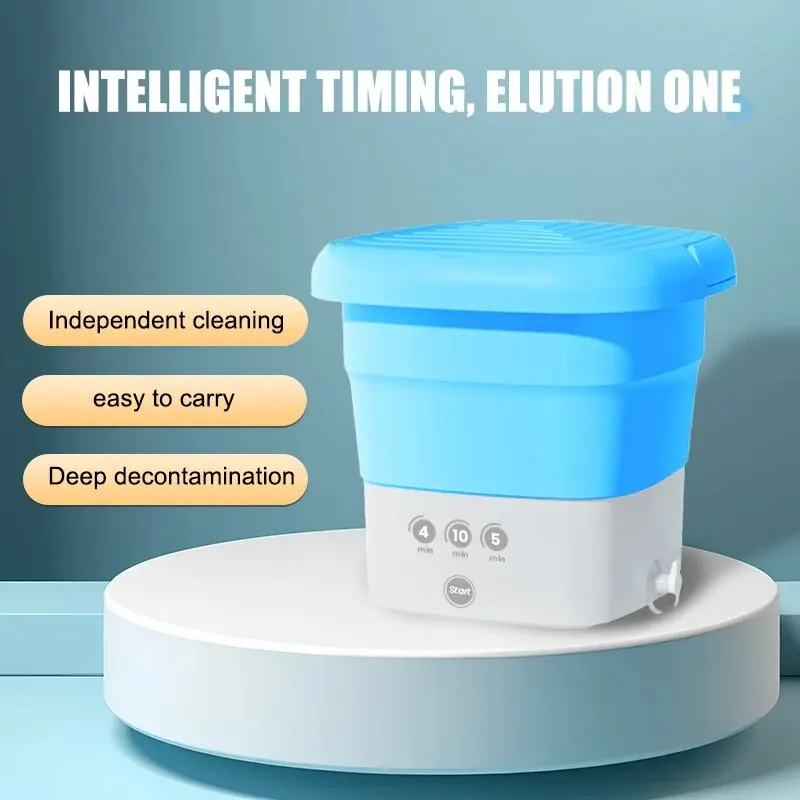 Thumbnail: Portable Folding Mini Washing Machine - Semi Automatic Laundry Blue Pink
