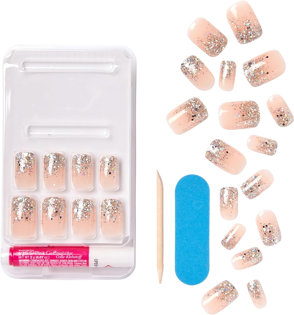 Miniatura: Kiss Gel Fantasy Collection  Beige Glitter  Short Square Glue-On Manicure Kit