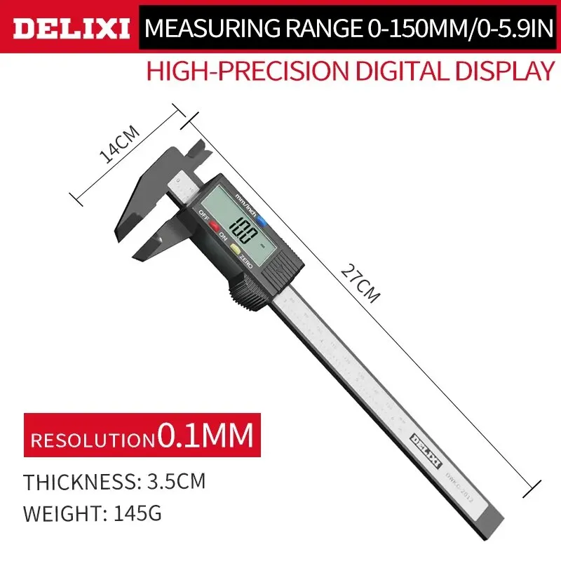 Miniatura: Digital Vernier Caliper 6 Inch Measuring Tool