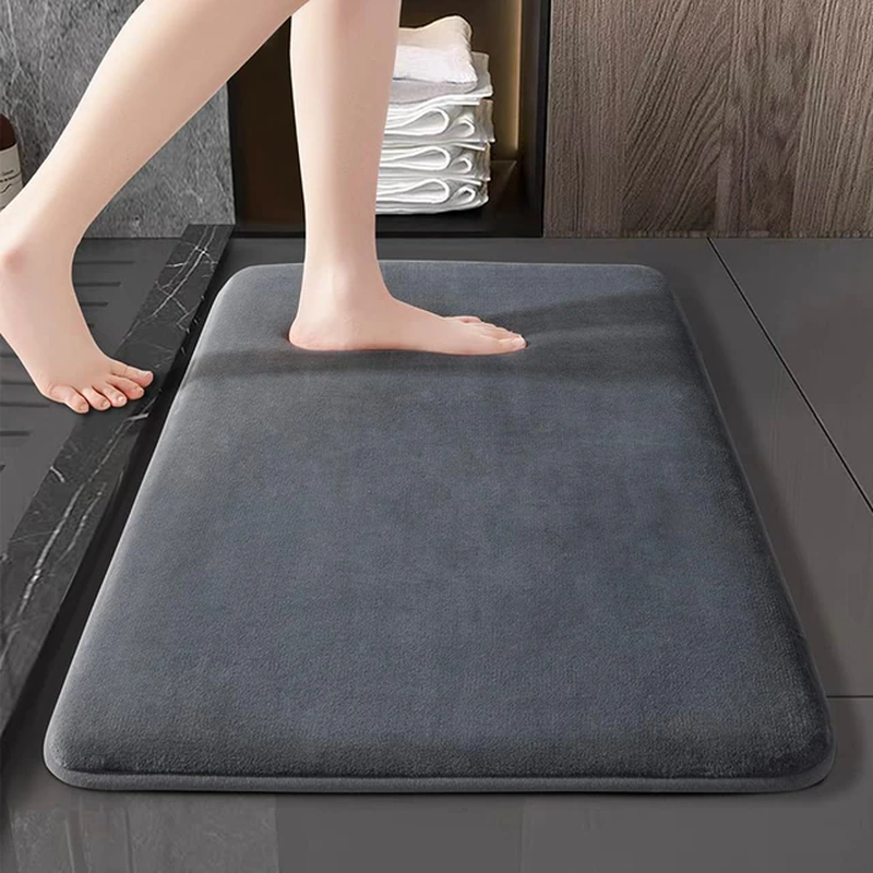Miniature : Super Absorbent Cozy Memory Foam Bathroom Mat - Non Slip Machine Washable Mat