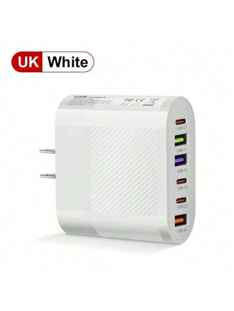 Thumbnail: 1 PC White EU Plug Charger 65W PD USB Charger 6 Ports USB Type C Charger Quick C